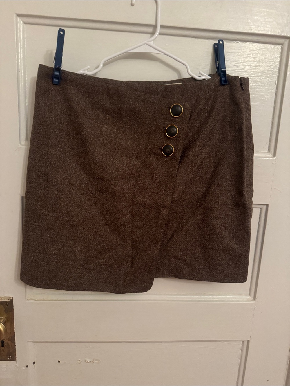 Sezane Brown Mini Skirt with Button Detail